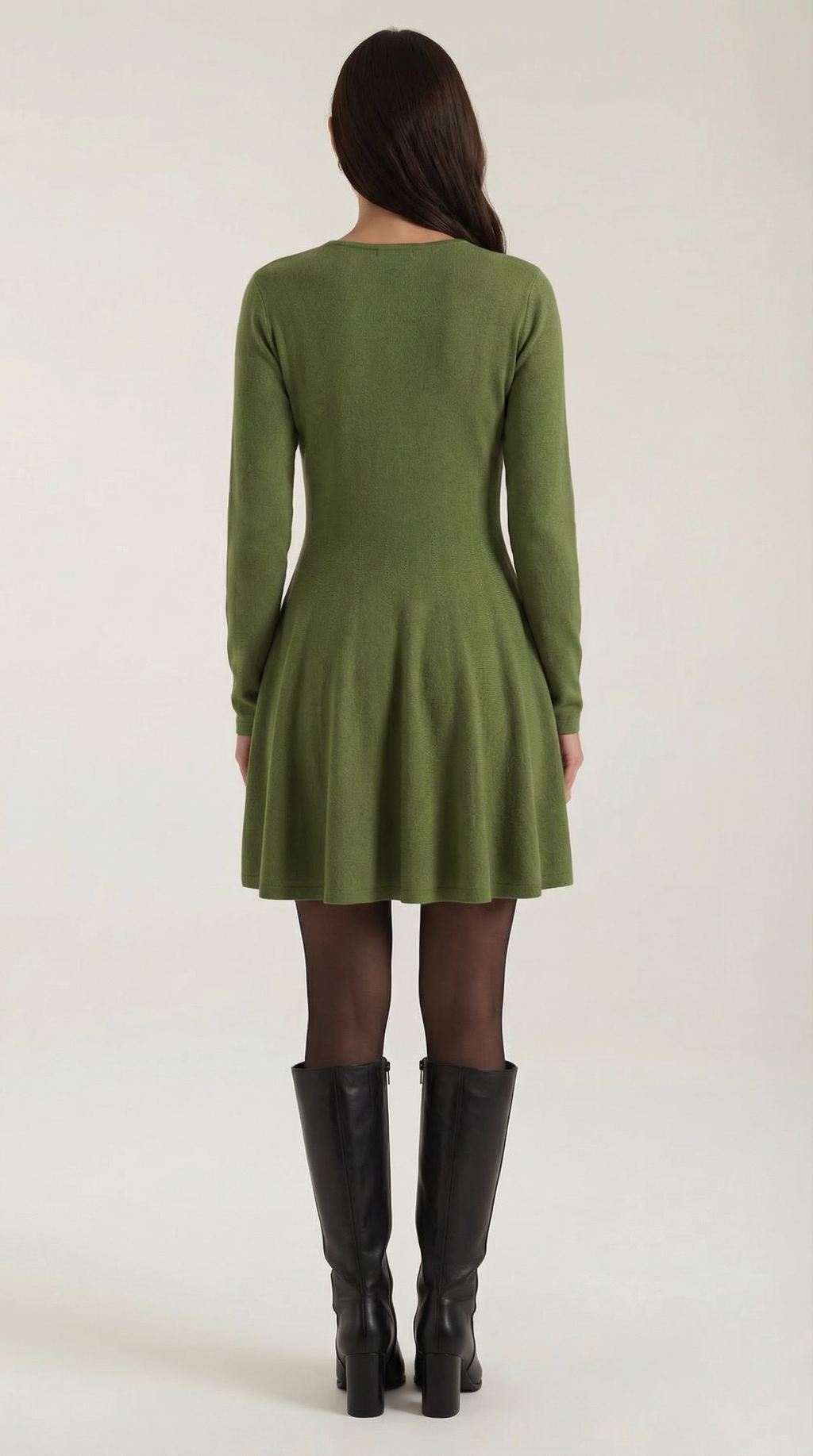 Long Sleeve Pleated Mini Dress in Soft Fabric for Casual or Party Wear