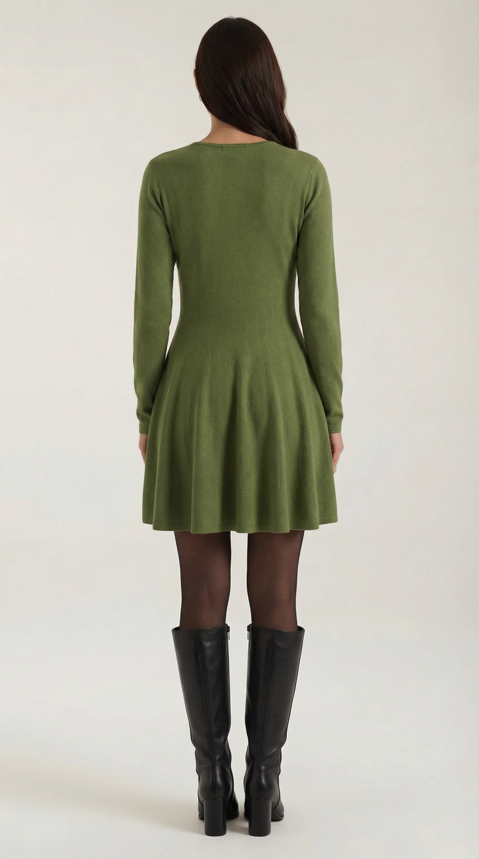 Long Sleeve Pleated Mini Dress in Soft Fabric for Casual or Party Wear