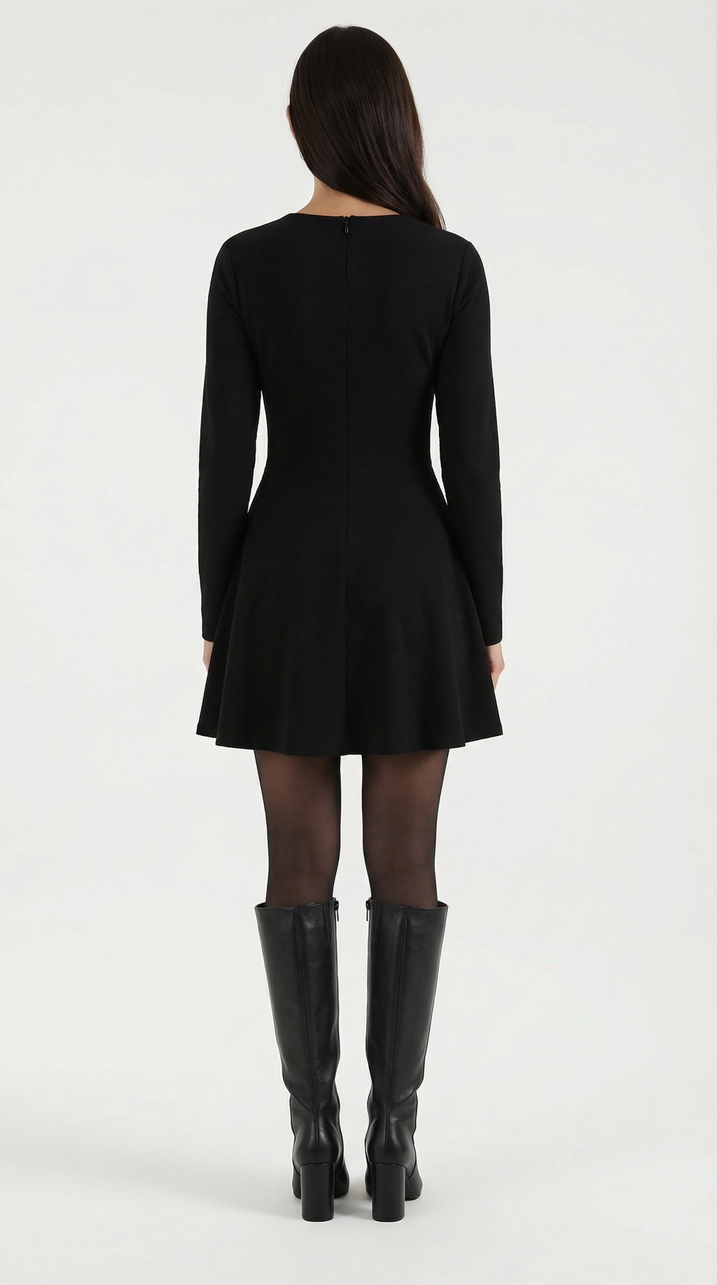 Long Sleeve Pleated Mini Dress in Soft Fabric for Casual or Party Wear