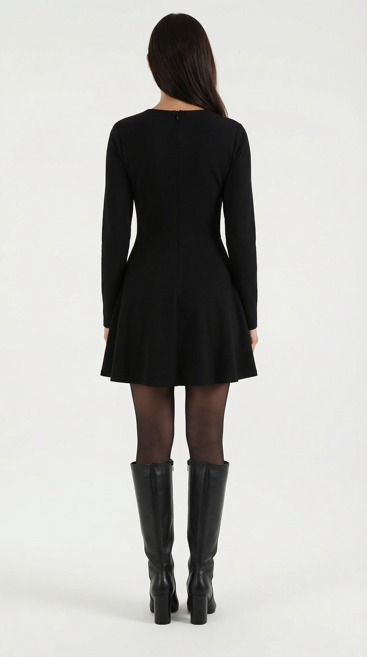 Long Sleeve Pleated Mini Dress in Soft Fabric for Casual or Party Wear