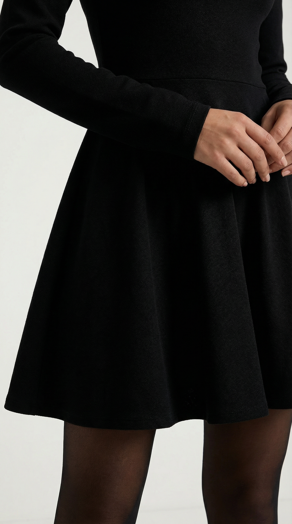 Long Sleeve Pleated Mini Dress in Soft Fabric for Casual or Party Wear