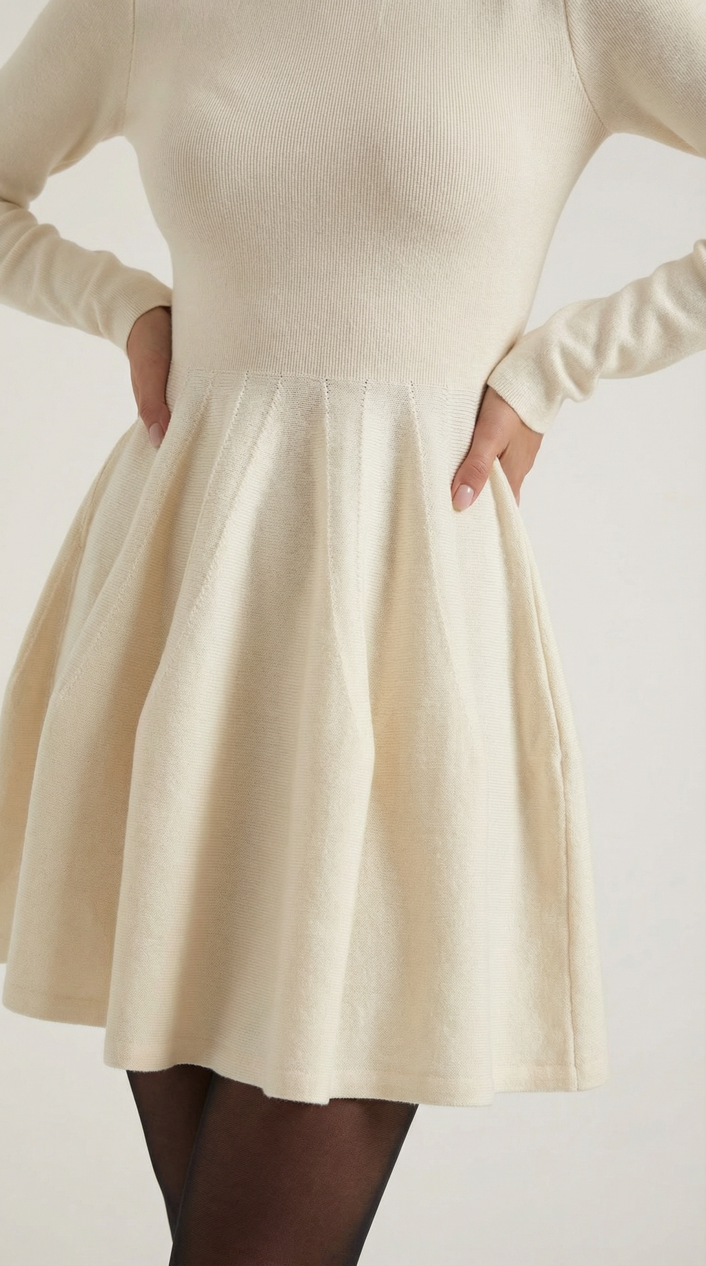 Long Sleeve Pleated Mini Dress in Soft Fabric for Casual or Party Wear