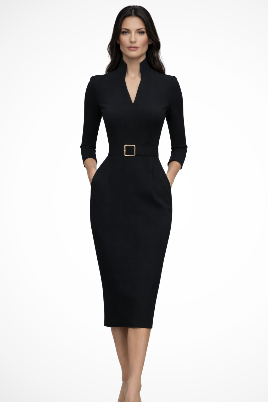 Long Sleeve Tailored Maxi Dress in Elegant Fabric for Special Occasions