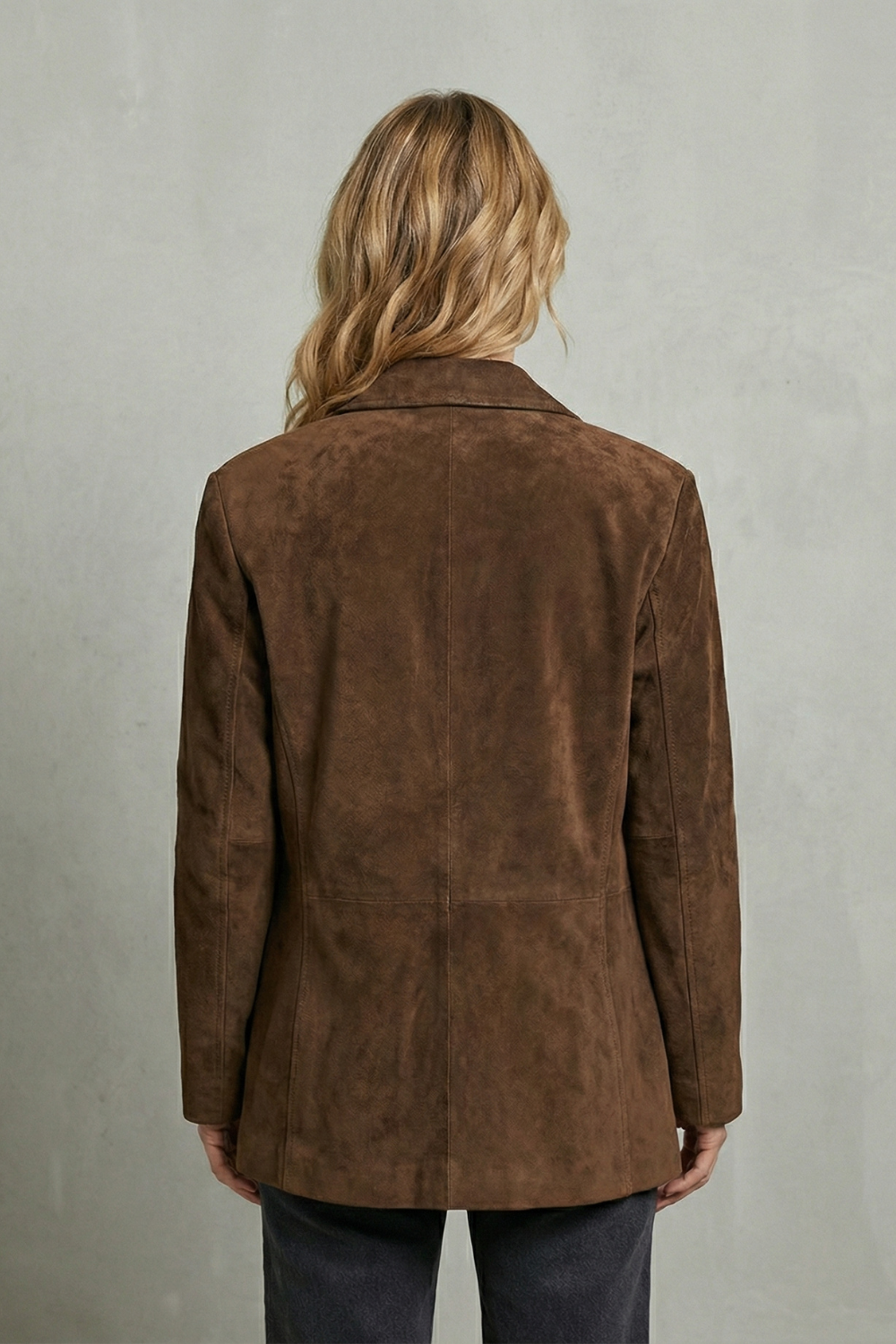 Women's Suede Blazer with Structured Shoulders – Office, Casual Wear