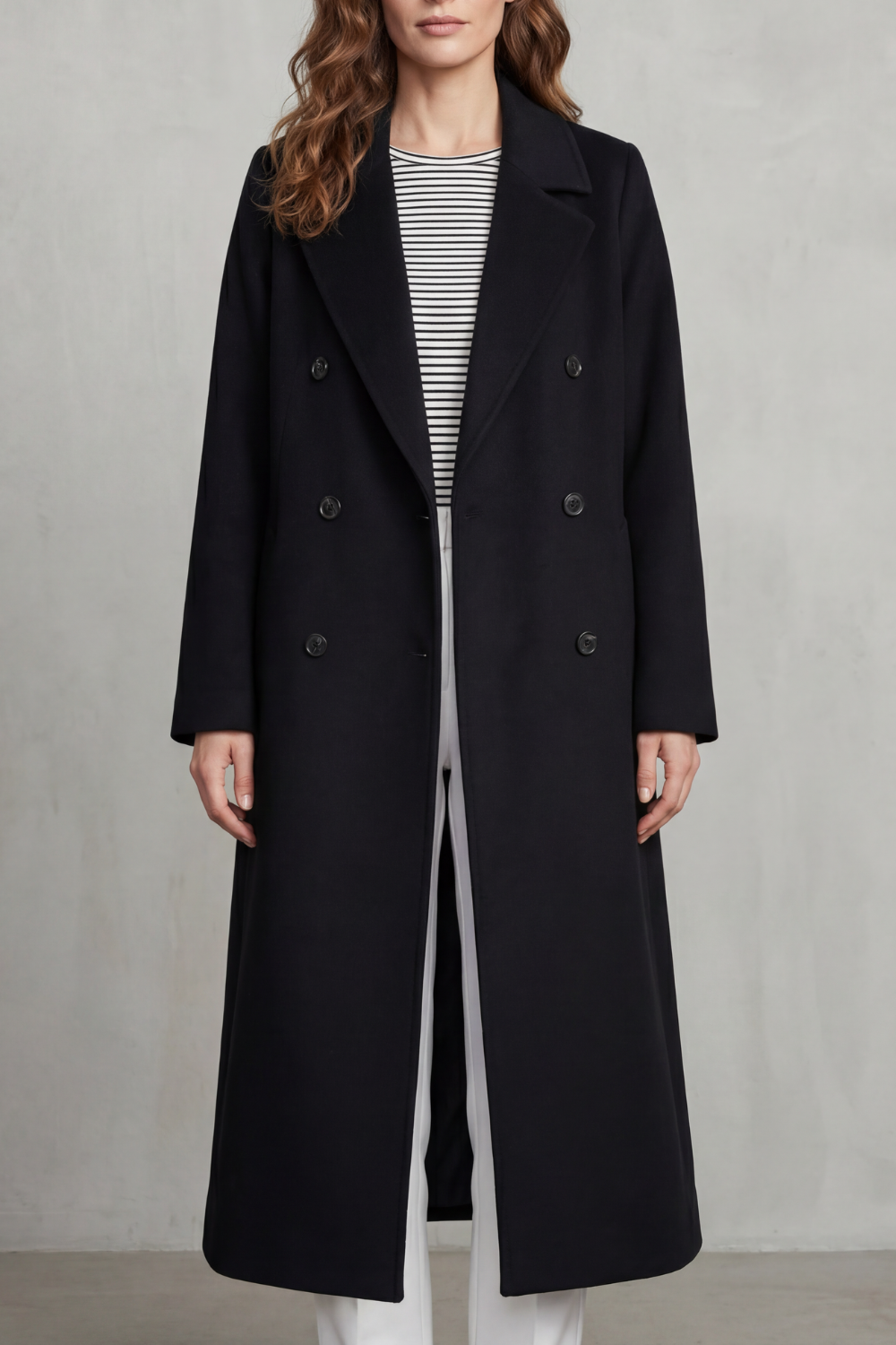Women's Wool Blend Double-Breasted Coat – Stylish, Warm, Office, Casual
