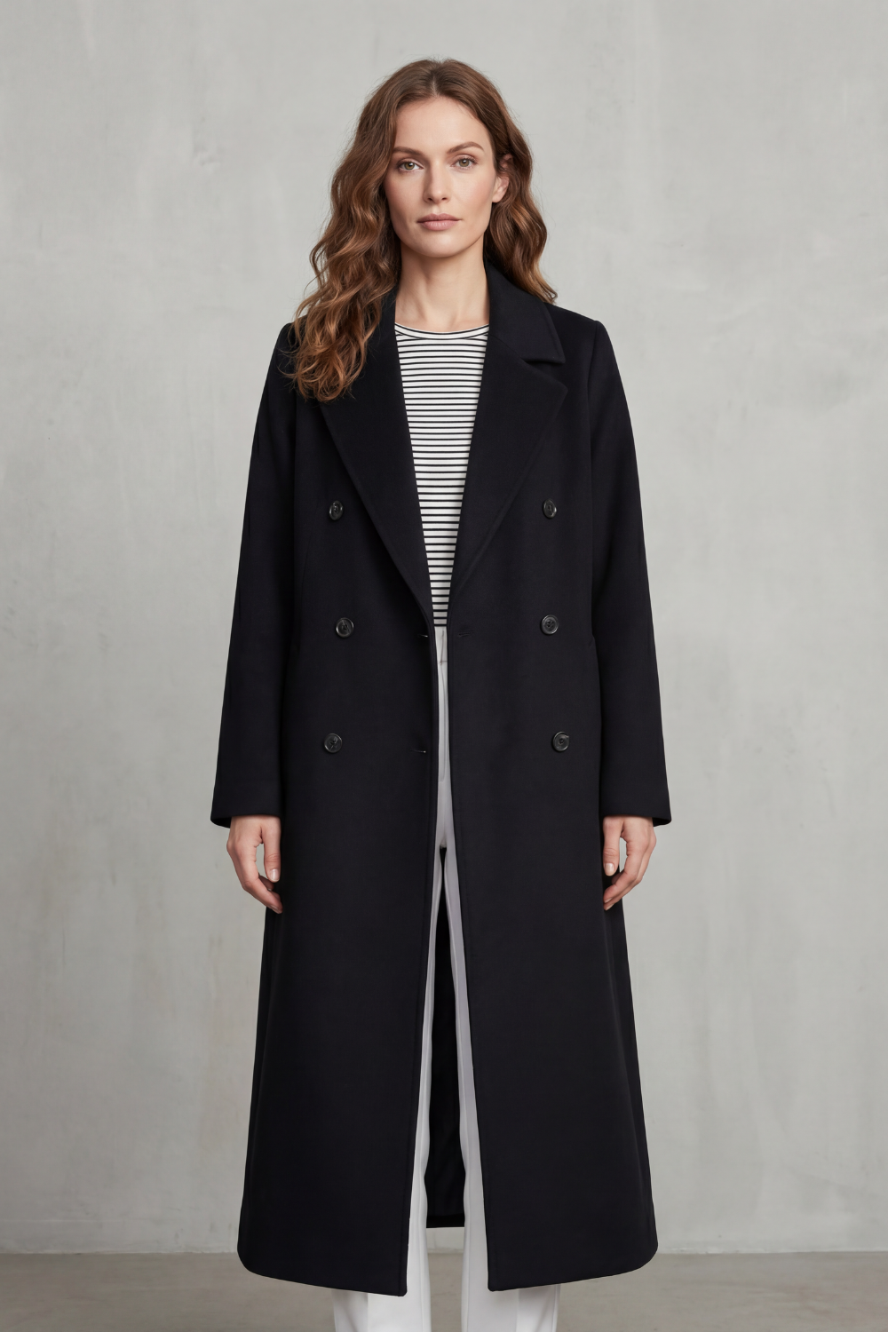 Women's Wool Blend Double-Breasted Coat – Stylish, Warm, Office, Casual