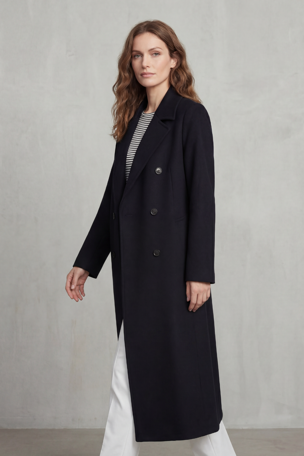 Women's Wool Blend Double-Breasted Coat – Stylish, Warm, Office, Casual