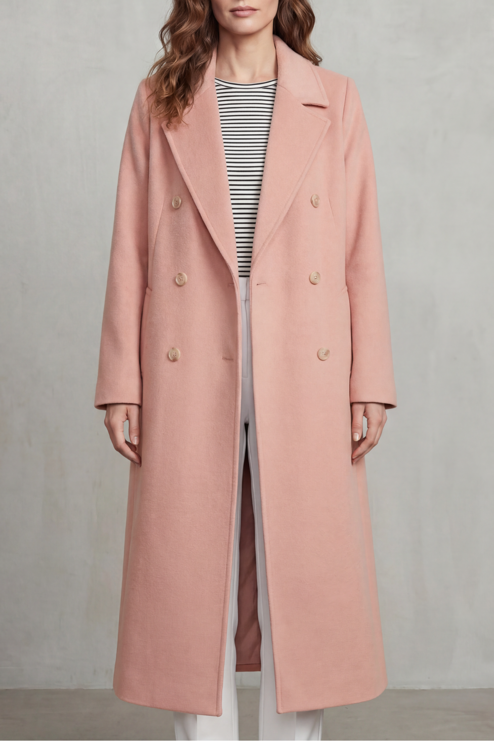 Women's Wool Blend Double-Breasted Coat – Stylish, Warm, Office, Casual