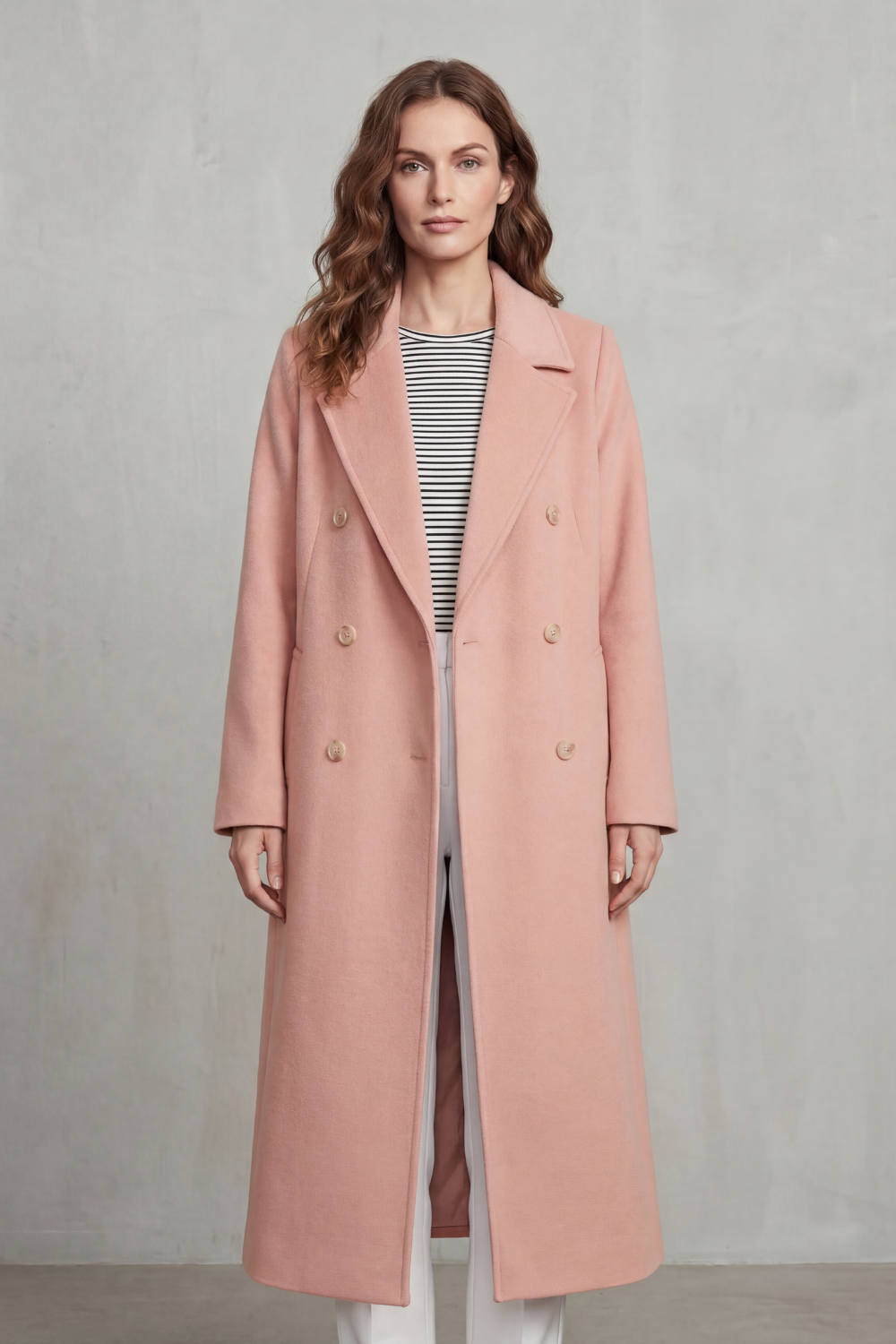 Women's Wool Blend Double-Breasted Coat – Stylish, Warm, Office, Casual