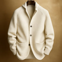 Men's Ribbed Wool Cardigan – Beige