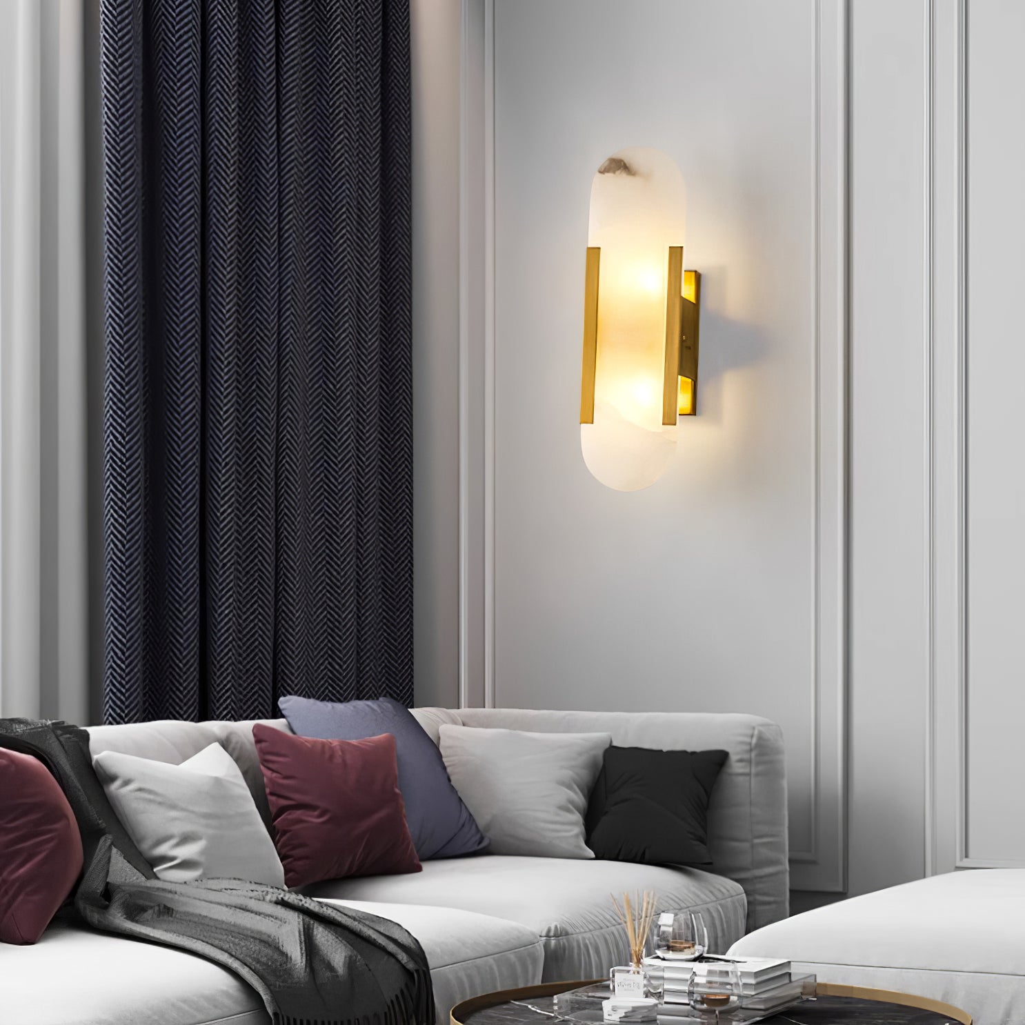 Alabaster Wall Lamp - Modern Design - Elegant Lighting Fixture for Living Room, Bedroom, or Hallway
