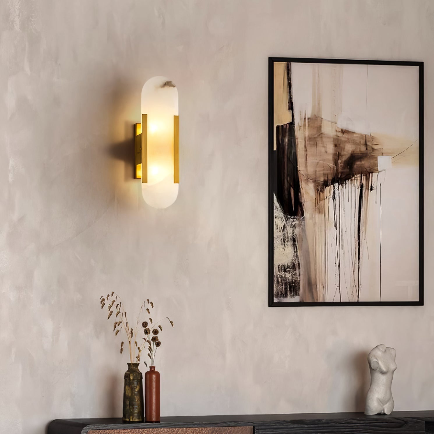 Alabaster Wall Lamp - Modern Design - Elegant Lighting Fixture for Living Room, Bedroom, or Hallway