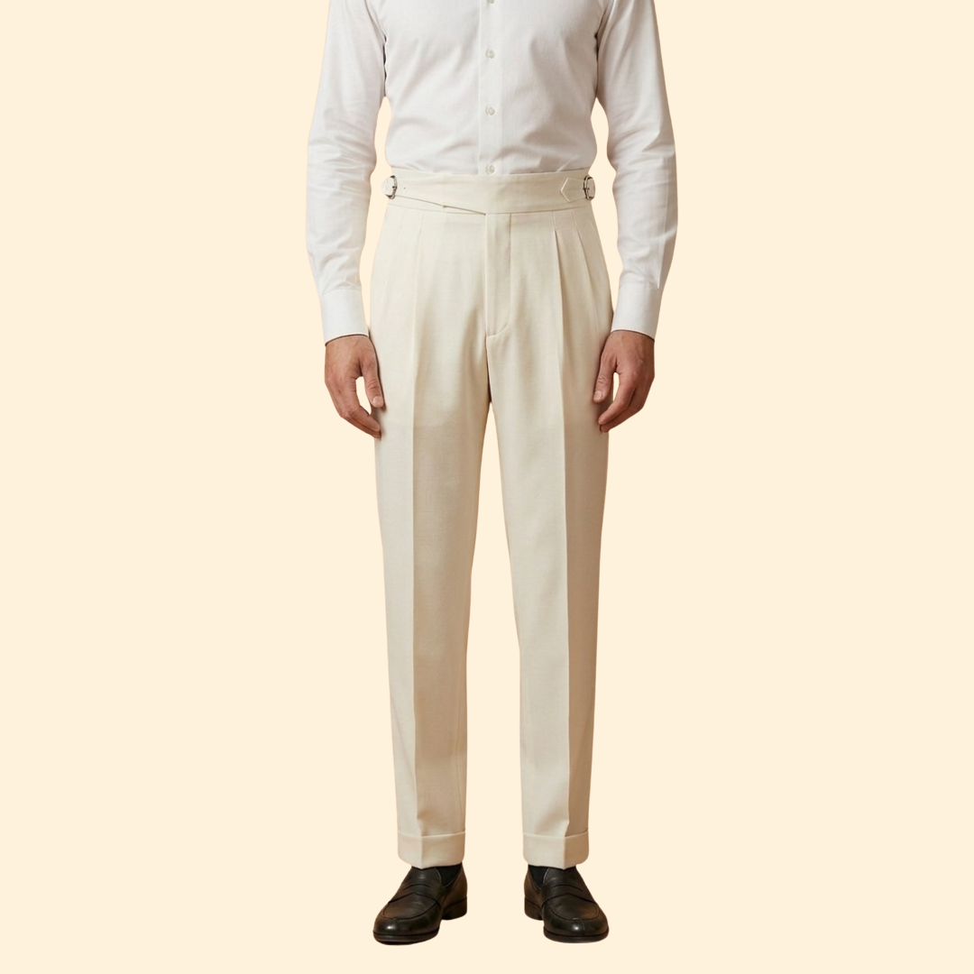 Men's High Waisted Tailored Trousers – Office, Casual