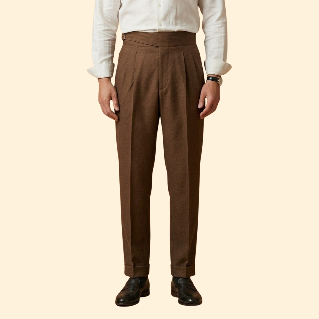 Men's High Waisted Tailored Trousers – Office, Casual