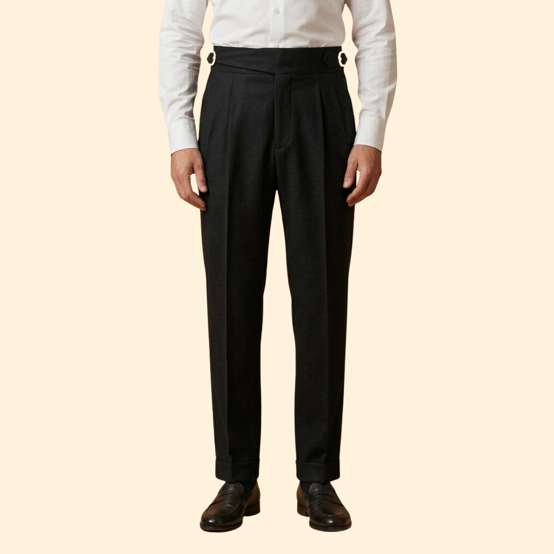 Men's High Waisted Tailored Trousers – Office, Casual
