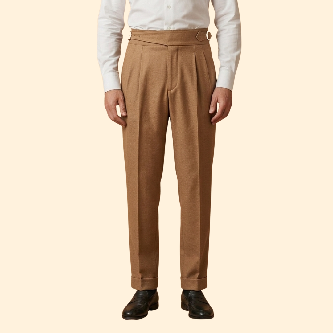 Men's High Waisted Tailored Trousers – Office, Casual