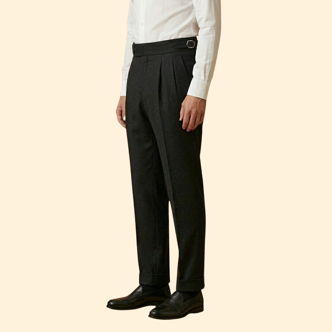 Men's High Waisted Tailored Trousers – Office, Casual