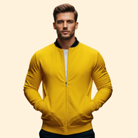 Men's High Collar Full-Zip Sport Bomber Jacket – Yellow
