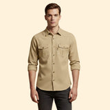 Men's Utility Button-Up Shirt with Chest Pockets