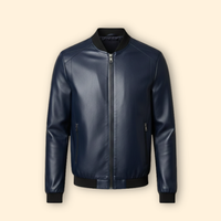 Men's Leather-Look Panelled Bomber Jacket