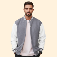 Men's Varsity Bomber Jacket – Contrast Trim – Grey