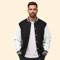 Men's Varsity Bomber Jacket – Contrast Trim – Black