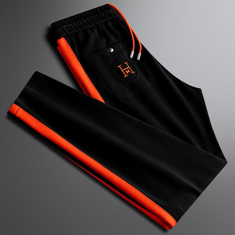 Men's Athletic Track Set - Lightweight Fabric - Casual Sportswear - Black/Gray