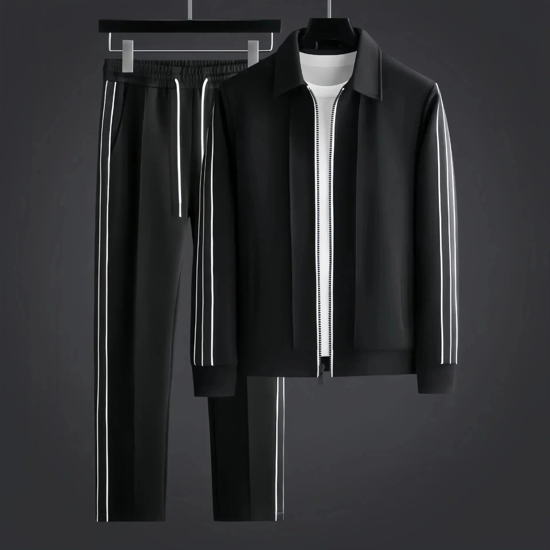 Men's Athletic Tracksuit Set - Comfortable Polyester Fabric for Sports & Leisure