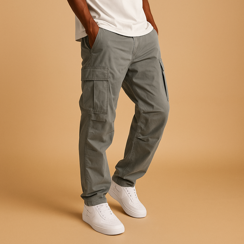 Men's Cargo Trousers - Regular Fit, Functional Design, Multiple Pockets for Outdoor and Casual Wear