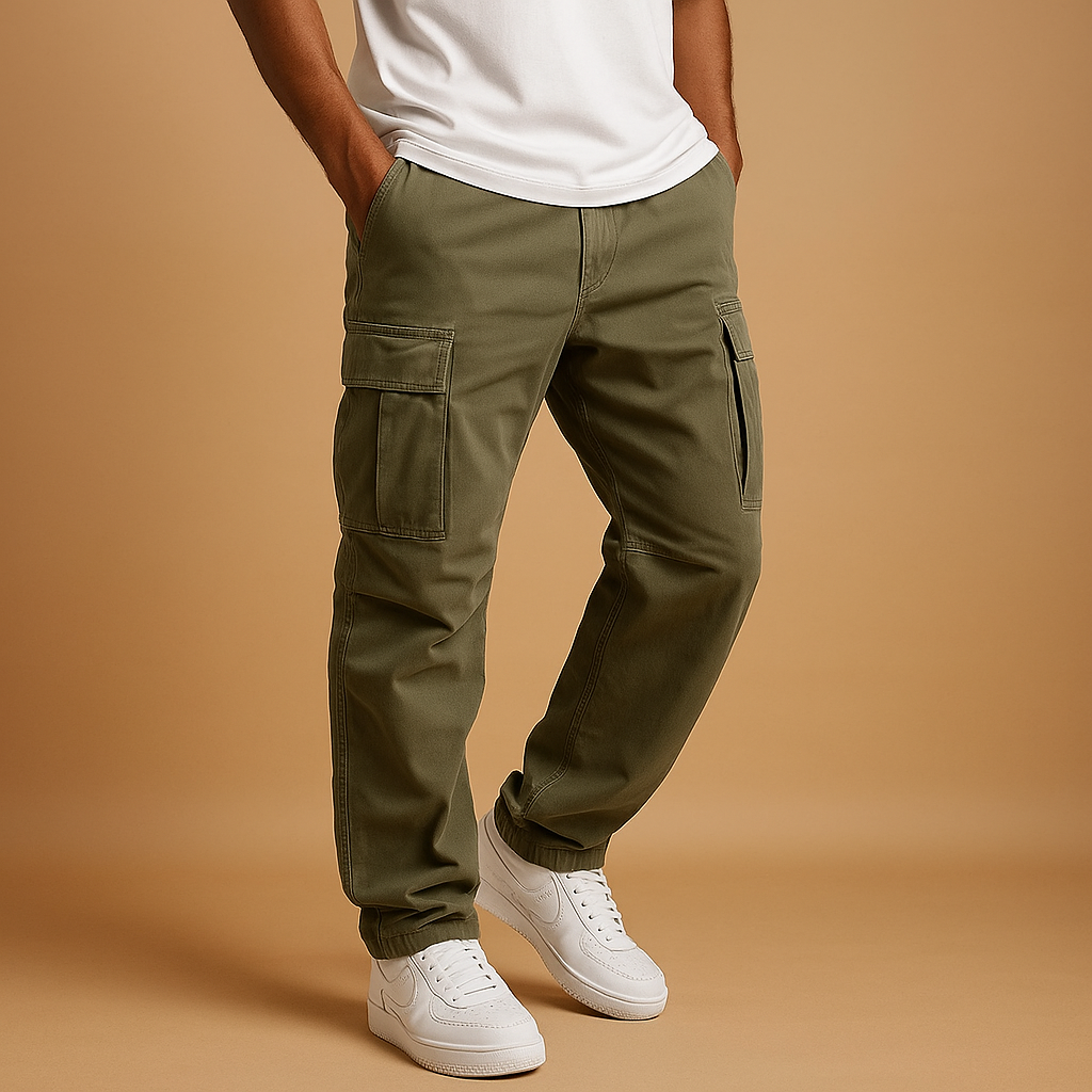Men's Cargo Trousers - Regular Fit, Functional Design, Multiple Pockets for Outdoor and Casual Wear