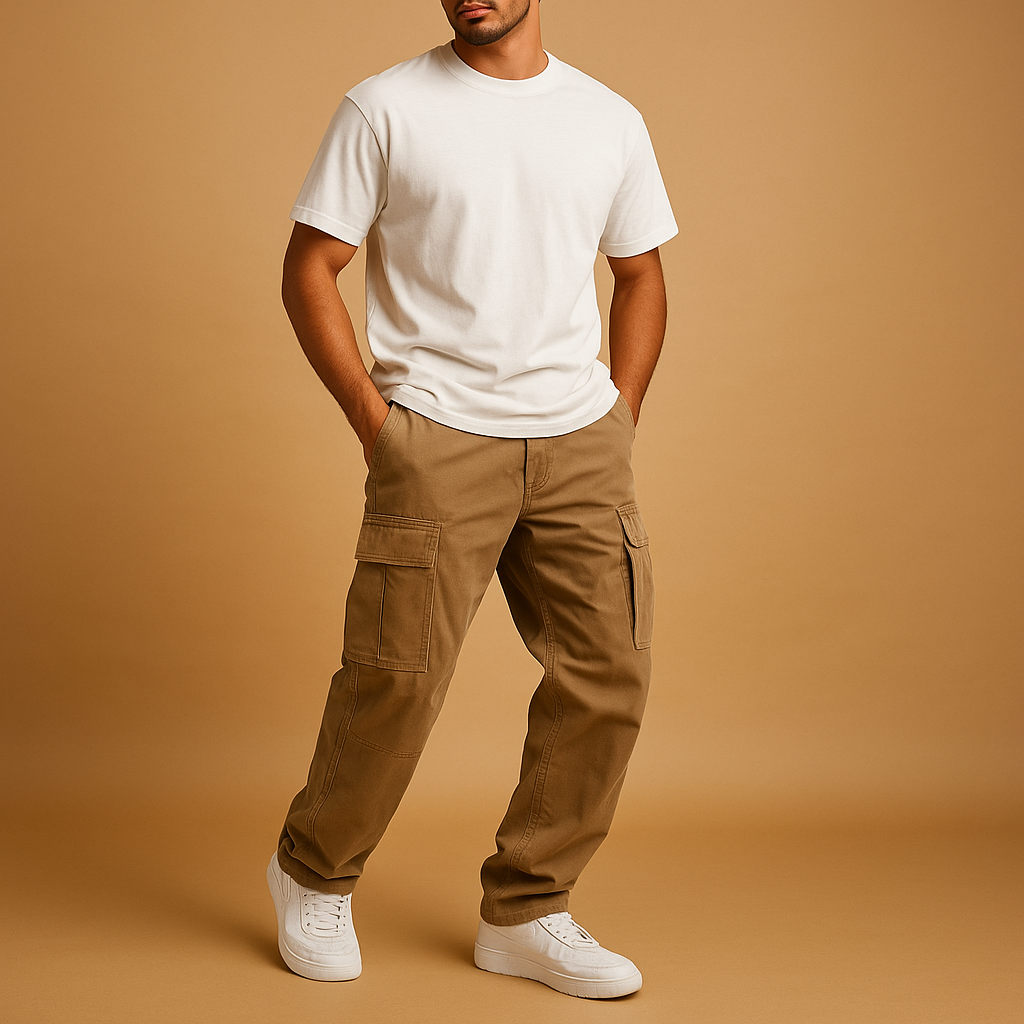 Men's Cargo Trousers - Regular Fit, Functional Design, Multiple Pockets for Outdoor and Casual Wear