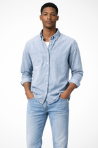 Men's Casual Denim Button-Down Shirt | Lightweight Cotton | Everyday Wear