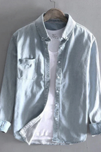 Men's Casual Denim Button-Down Shirt | Lightweight Cotton | Everyday Wear