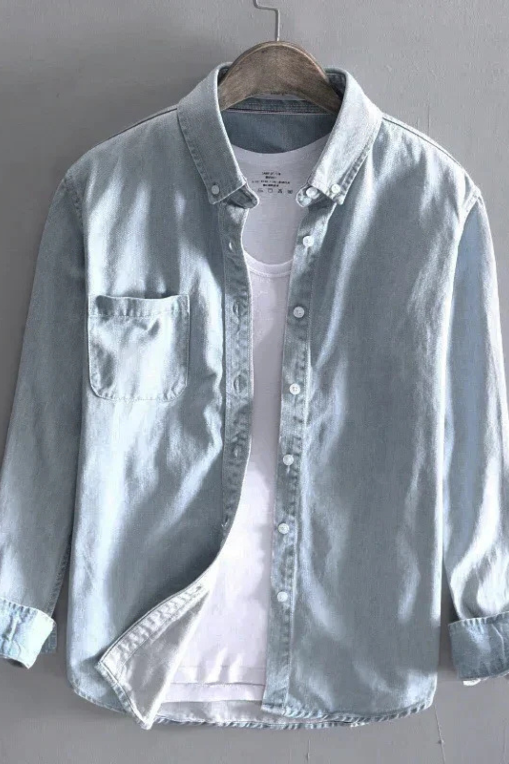 Men's Casual Denim Button-Down Shirt | Lightweight Cotton | Everyday Wear