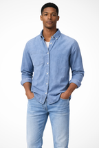 Men's Casual Denim Button-Down Shirt | Lightweight Cotton | Everyday Wear