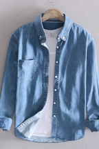 Men's Casual Denim Button-Down Shirt | Lightweight Cotton | Everyday Wear