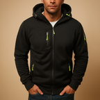 Men's Cotton Blend Adjustable Hooded Zip Hoodie - Casual Wear for Everyday Use