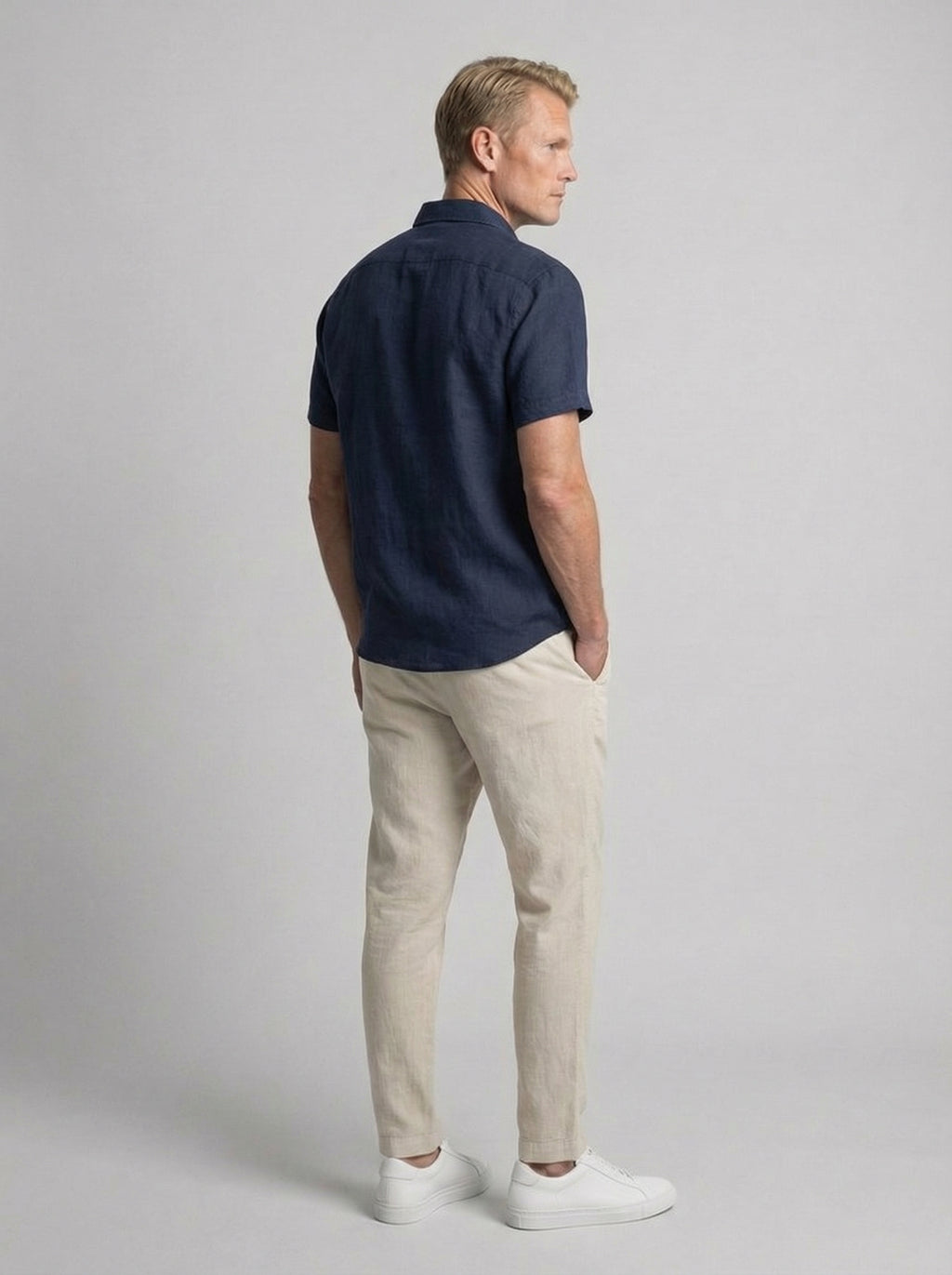 Men's Cotton Linen Short Sleeve Suit for Casual and Formal Occasions