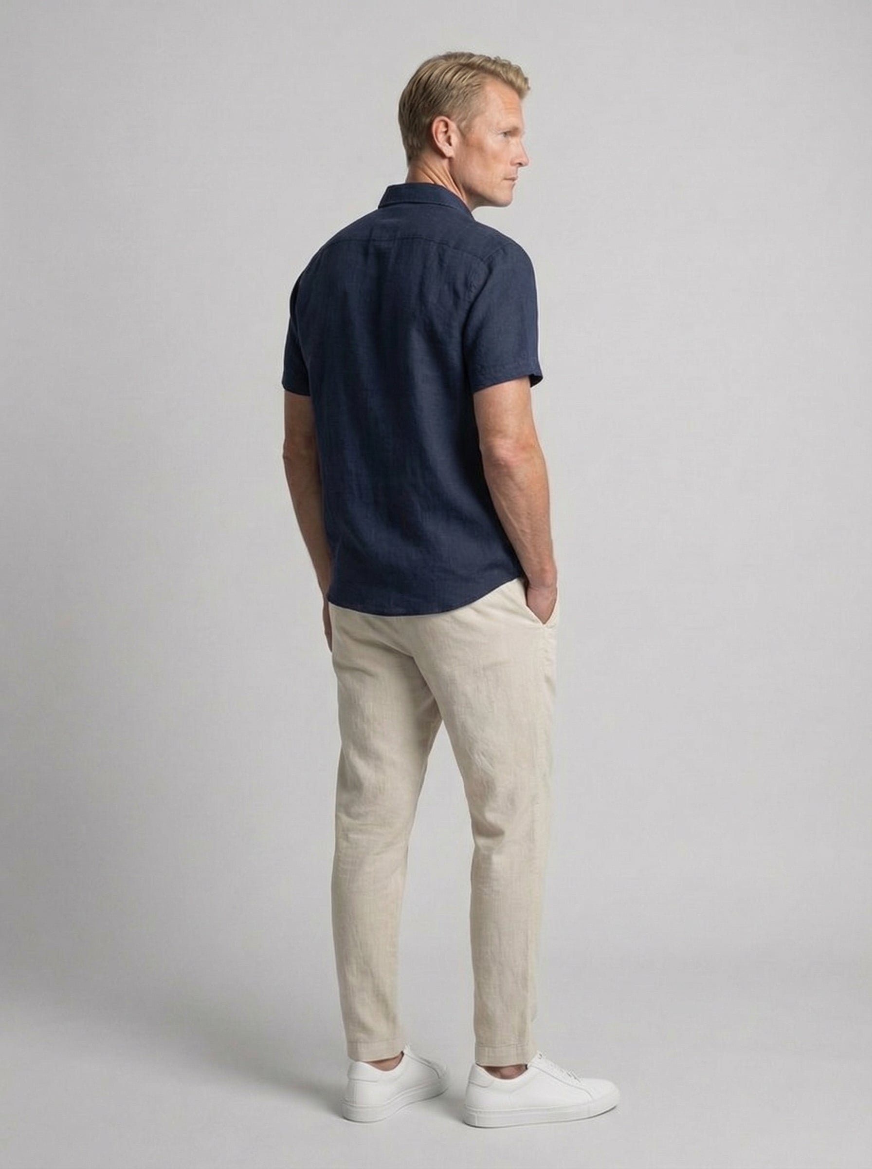 Men's Cotton Linen Short Sleeve Suit for Casual and Formal Occasions