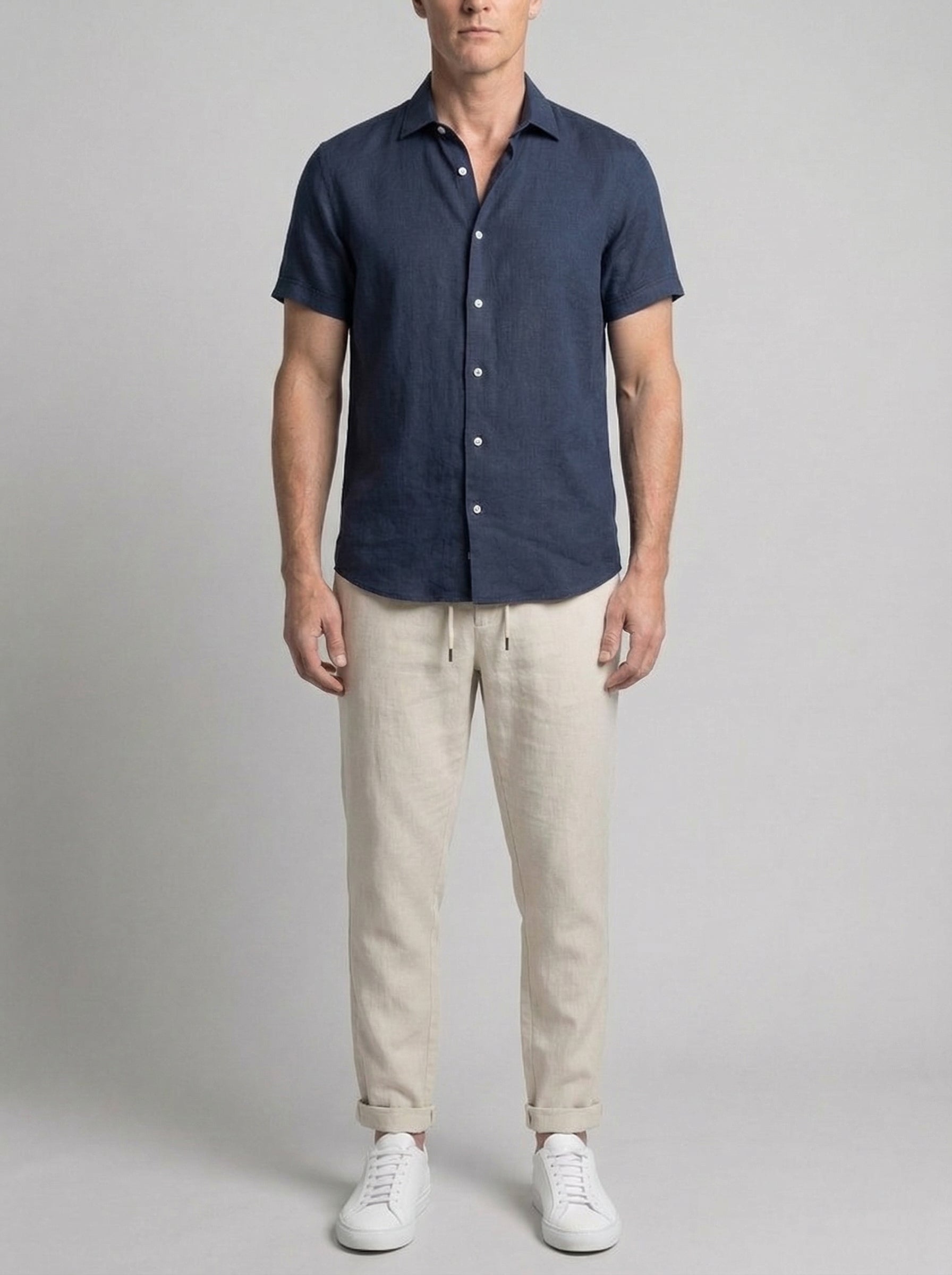 Men's Cotton Linen Short Sleeve Suit for Casual and Formal Occasions