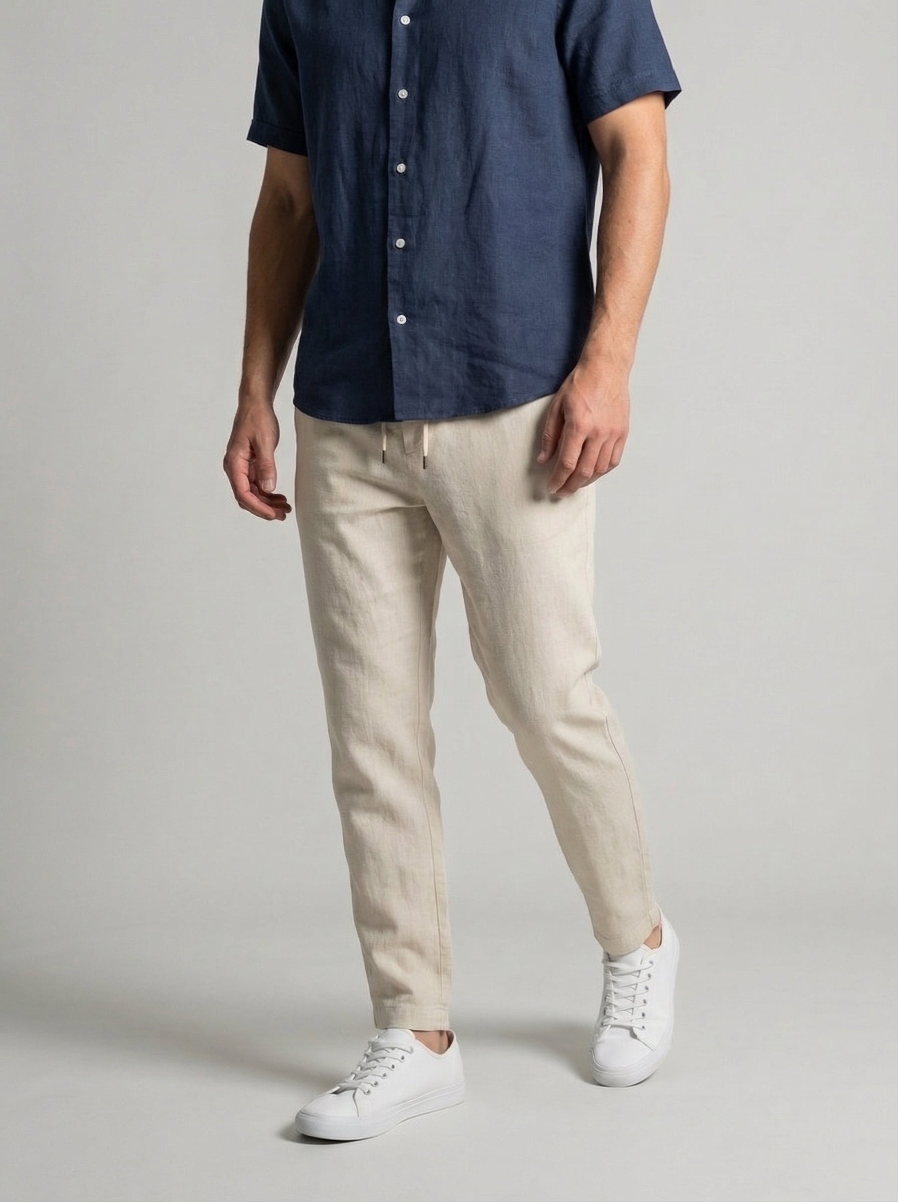 Men's Cotton Linen Short Sleeve Suit for Casual and Formal Occasions