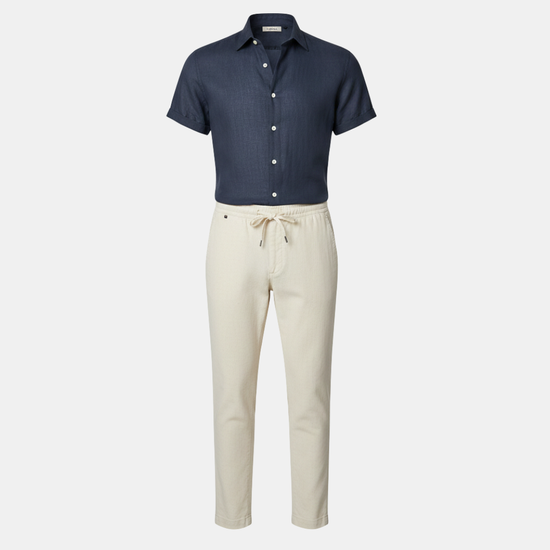 Men's Cotton Linen Short Sleeve Suit for Casual and Formal Occasions