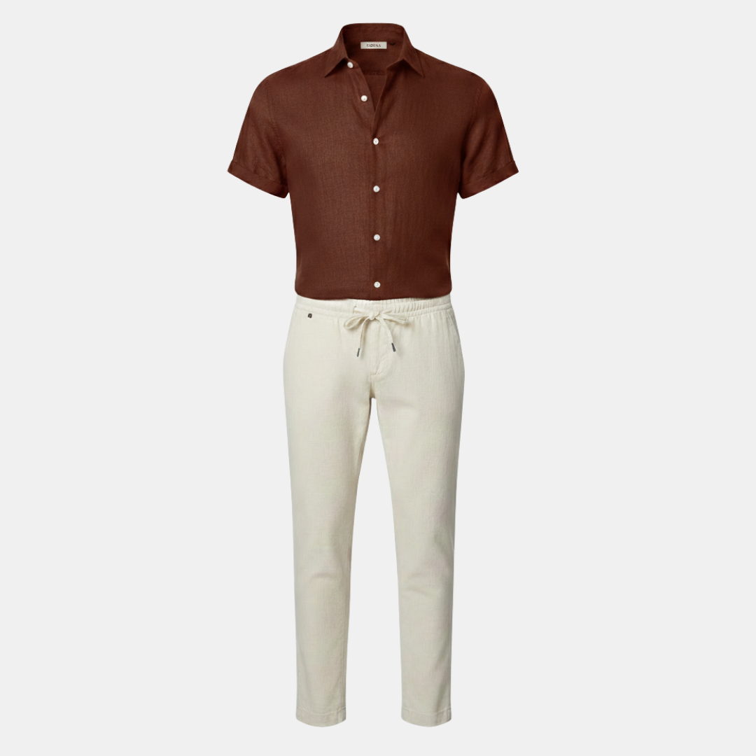 Men's Cotton Linen Short Sleeve Suit for Casual and Formal Occasions