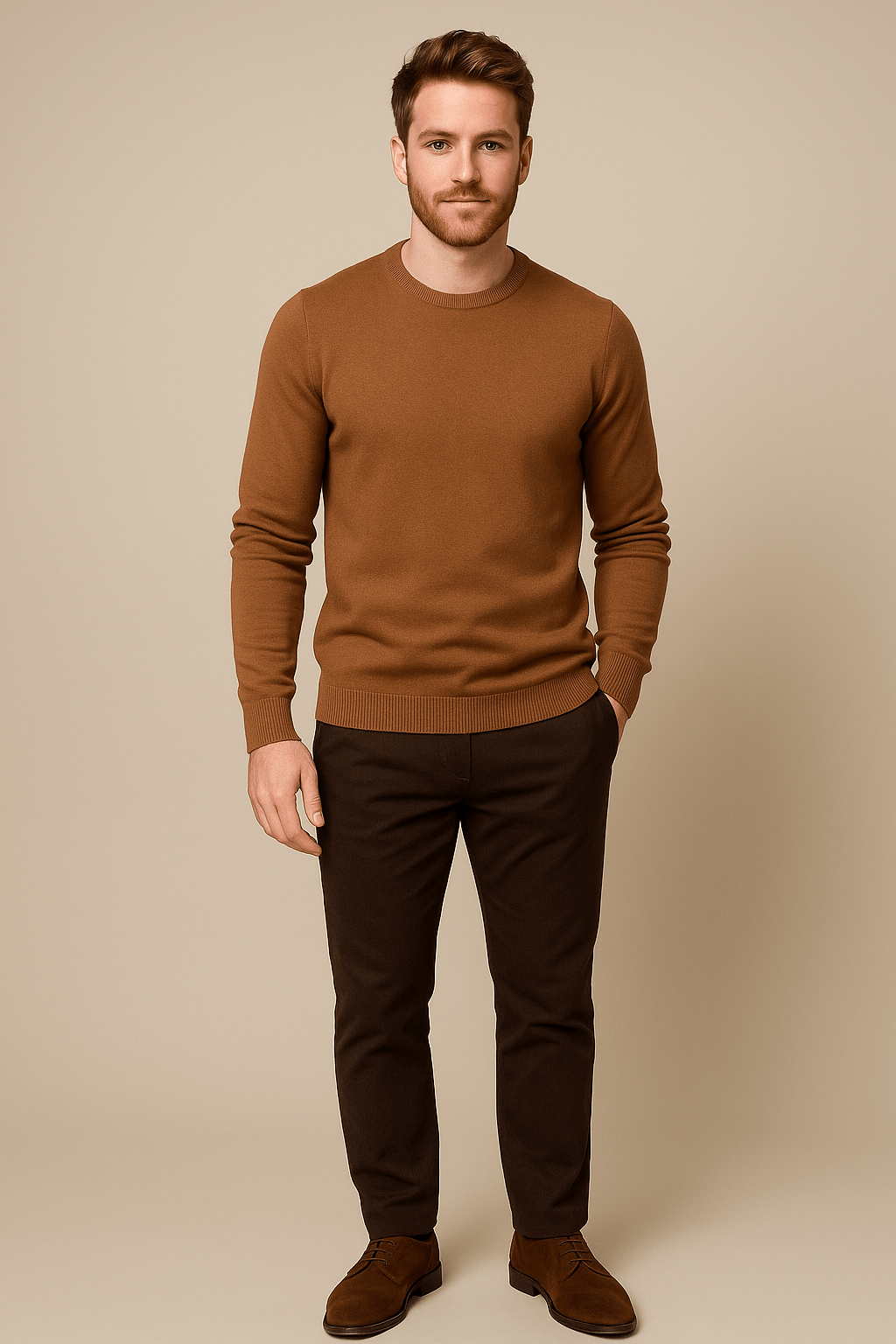 Men's Crew Neck Sweater - Soft Knit Fabric - Casual Regular Fit - Everyday Wear