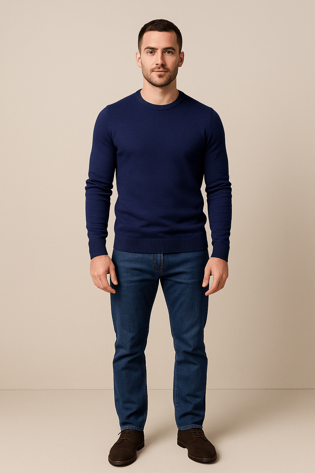 Men's Crew Neck Sweater - Soft Knit Fabric - Casual Regular Fit - Everyday Wear
