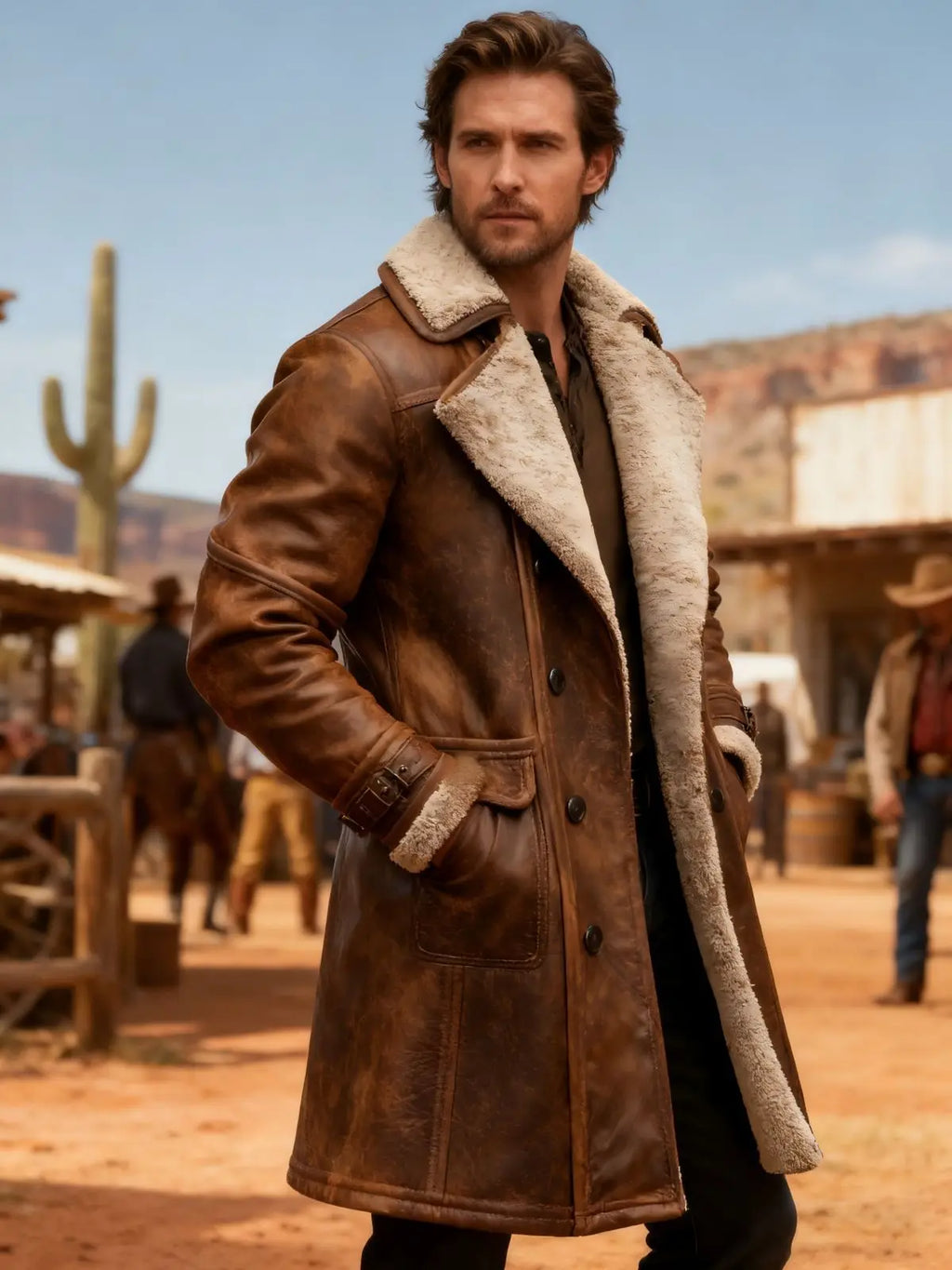 Men's Faux Shearling Longline Coat – Stylish Winter Outerwear, Casual Wear
