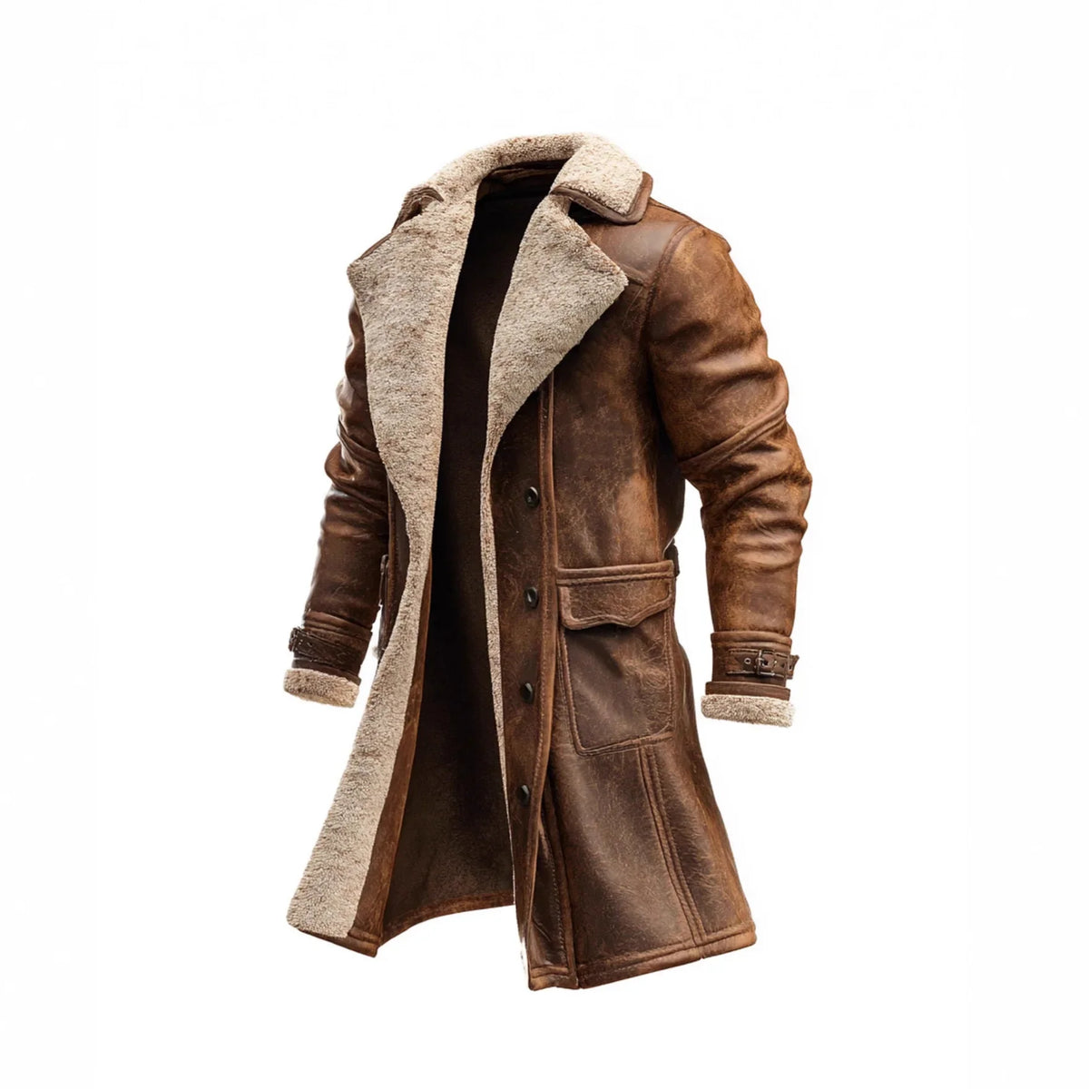 Men's Faux Shearling Longline Coat – Stylish Winter Outerwear, Casual Wear