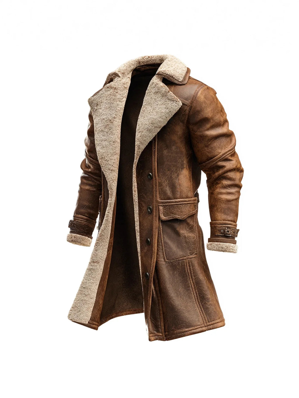 Men's Faux Shearling Longline Coat – Stylish Winter Outerwear, Casual Wear