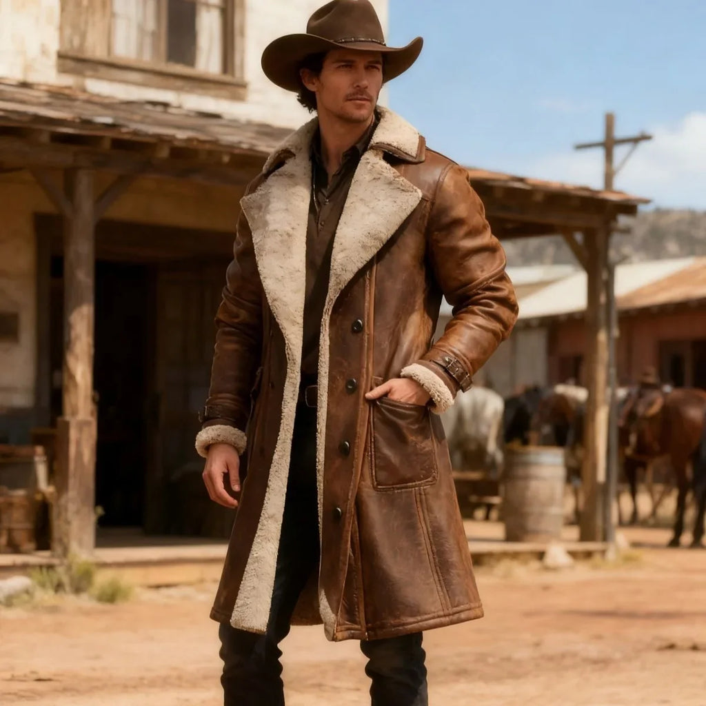 Men's Faux Shearling Longline Coat – Stylish Winter Outerwear, Casual Wear