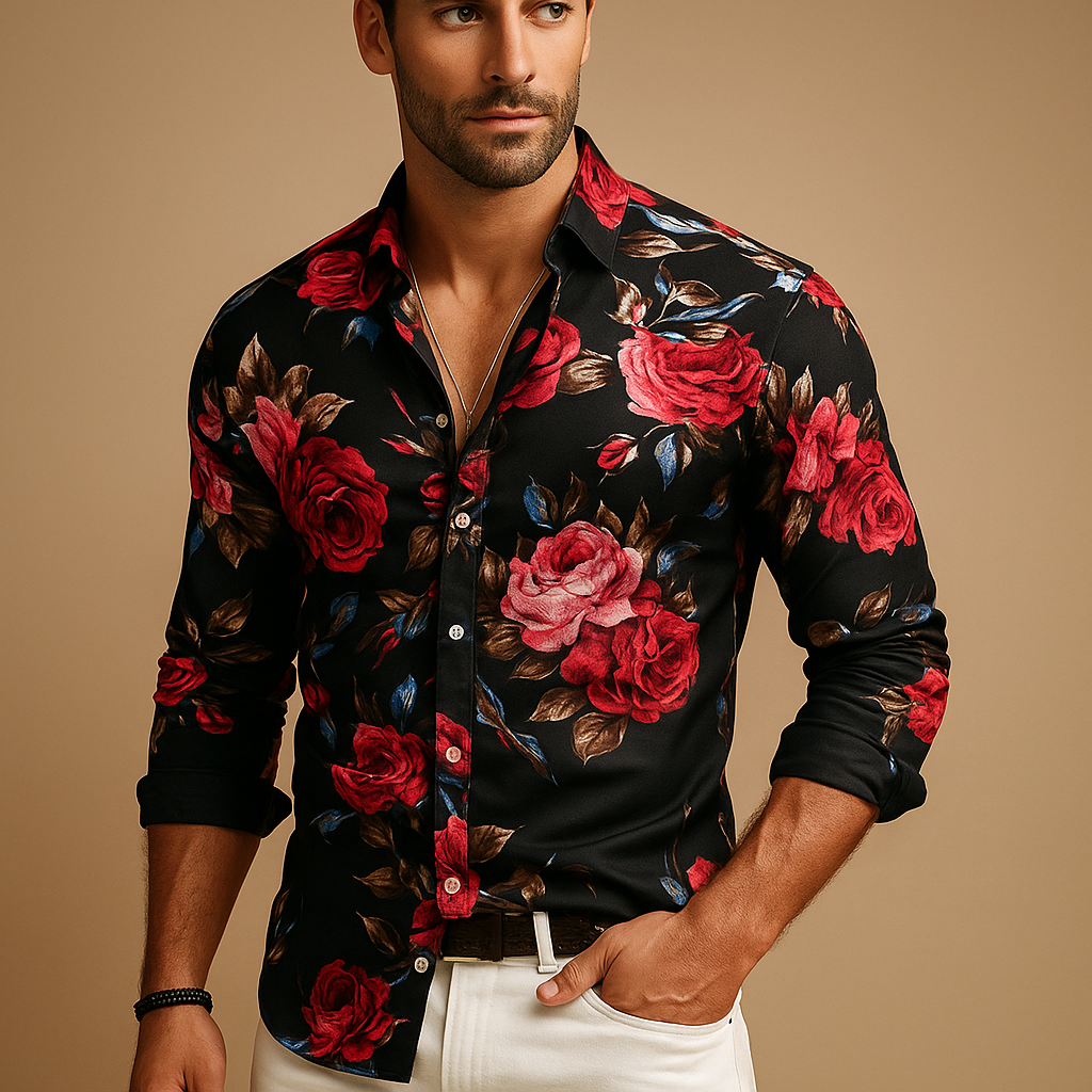 Men's Floral Cotton Shirt | Lightweight Short Sleeve Summer Casual Top | Perfect for Outdoor Events and Everyday Wear